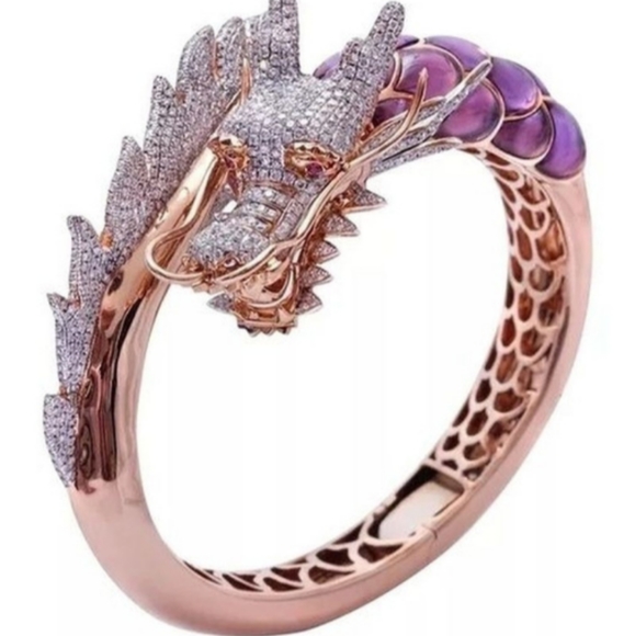 3XHP! NWT Beautiful Goth Pink/Purple Dragon Ring 5! - Picture 6 of 7